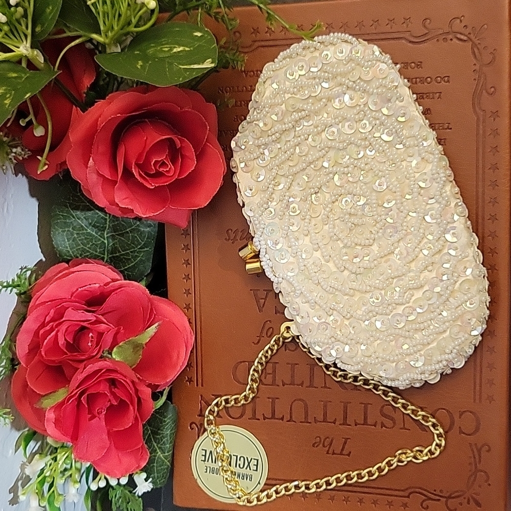 Beaded Sequined Coin Purse With Chain - image 1